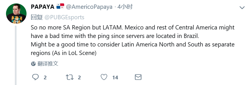 PUBG公司：墨西哥属于拉丁美洲赛区，不属于北美赛区